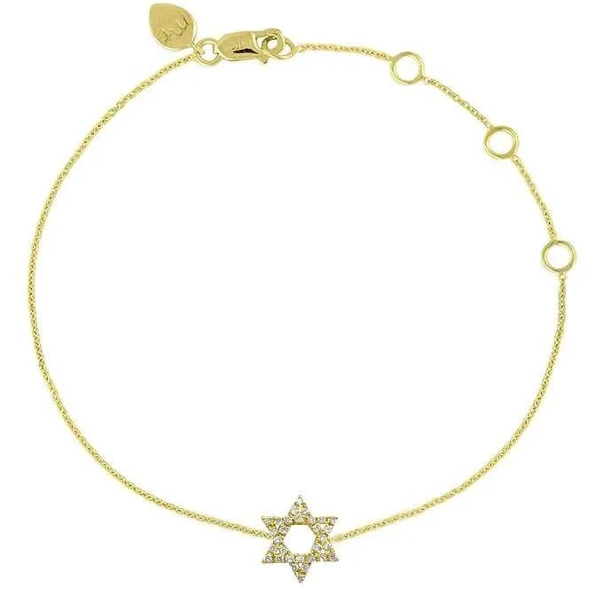 MEIRA T GOLD AND DIAMOND STAR OF DAVID DAINTY BRACELET