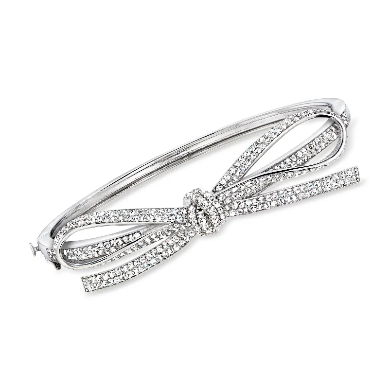 Ross-Simons White Topaz Bow Bangle Bracelet in Sterling Silver