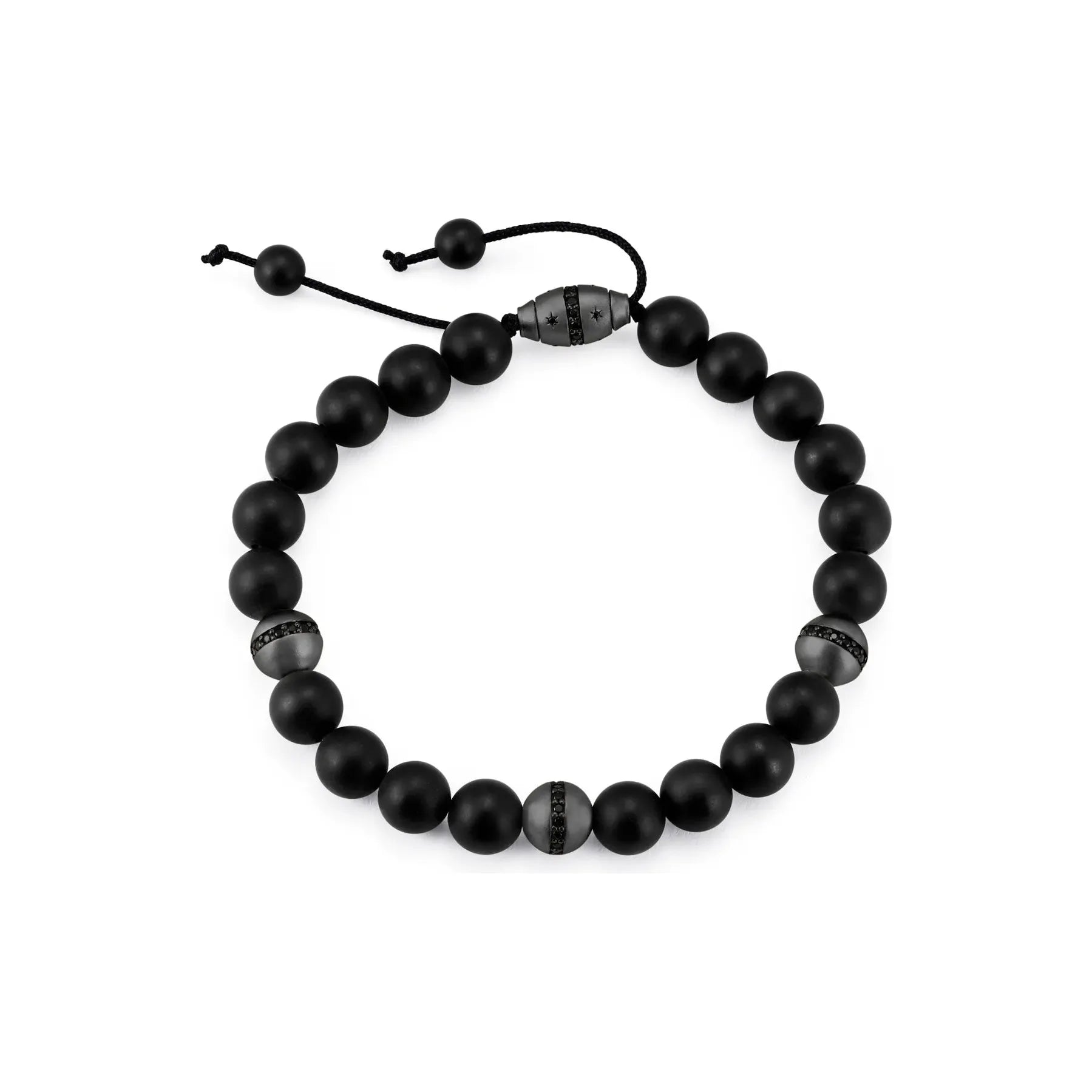 Copy of CRISLU Mens Black Beaded Bracelet  Finished in  Black Rhodium