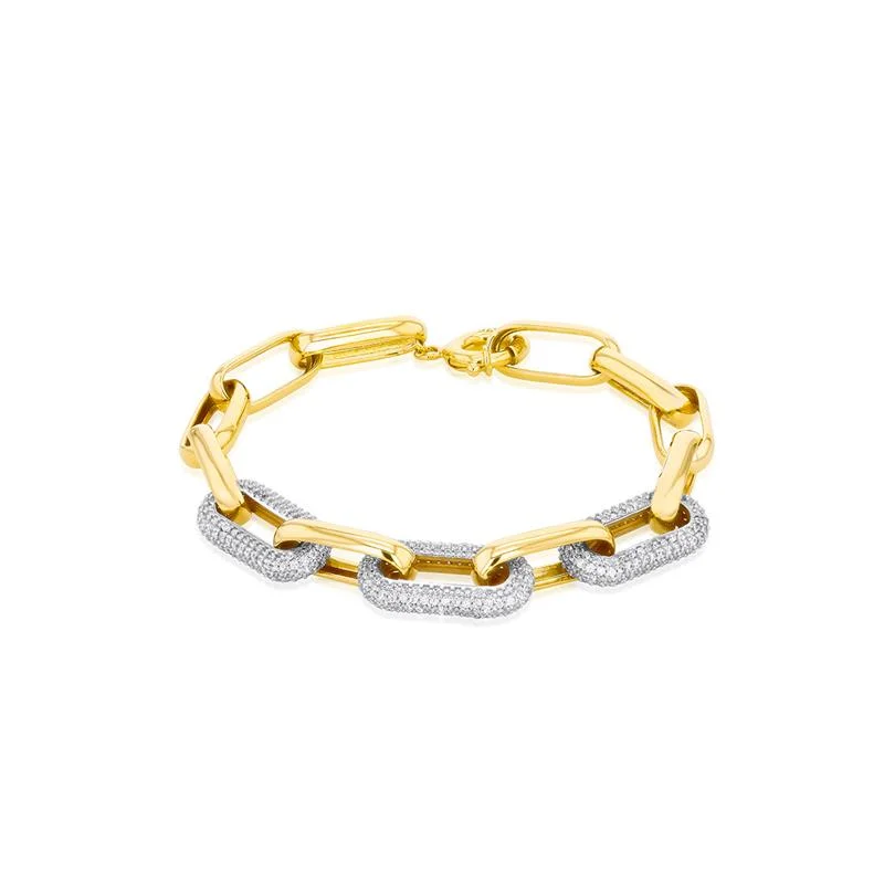 9K Yellow Gold Large Paper CZ Bracelet 7.5''