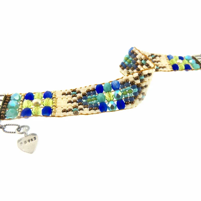 Chili Rose  Tiffany Aztec  Bracelet - Blue -Green - Ivory