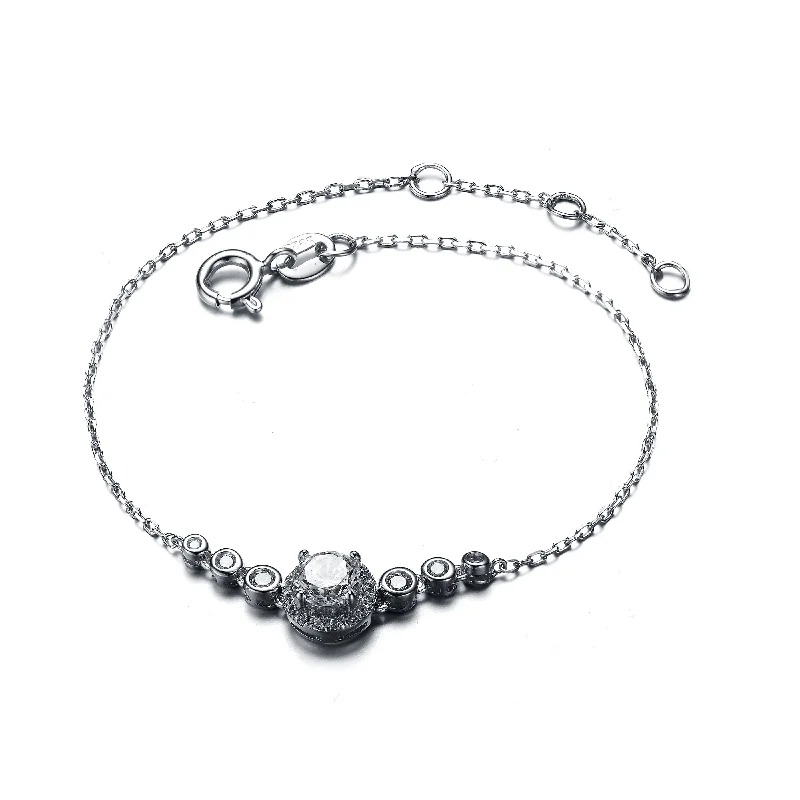 GENEVIVE Sterling Silver Cubic Zirconia Adjustable Bracelet