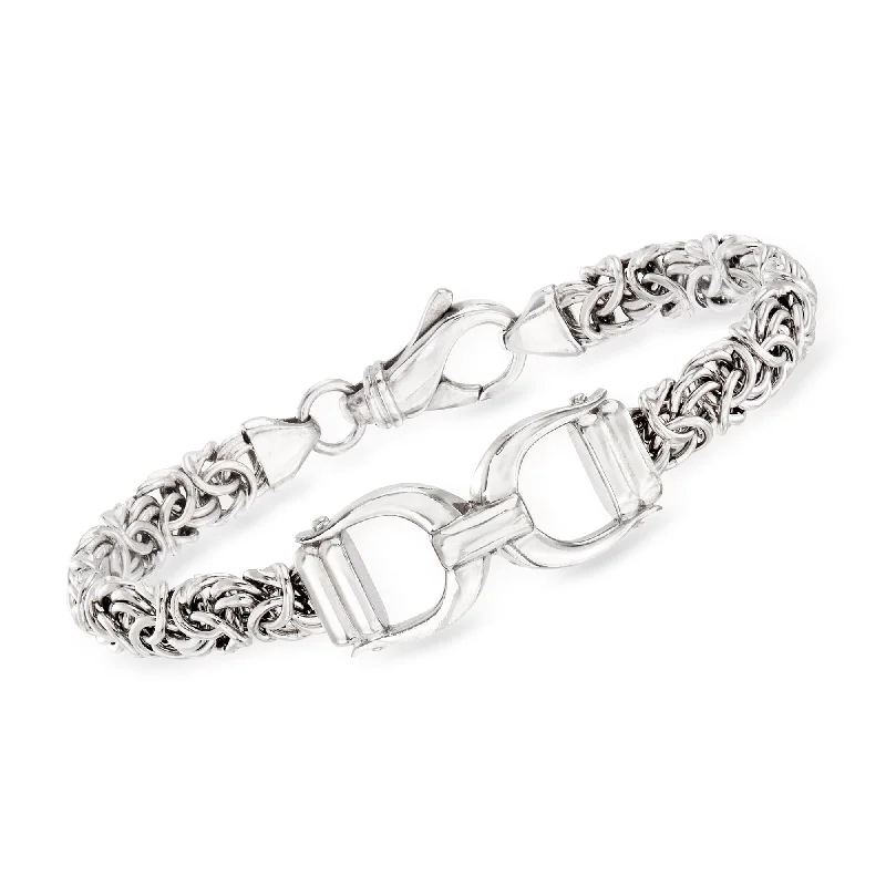 Ross-Simons Italian Sterling Silver Byzantine Bracelet With Horse Bit