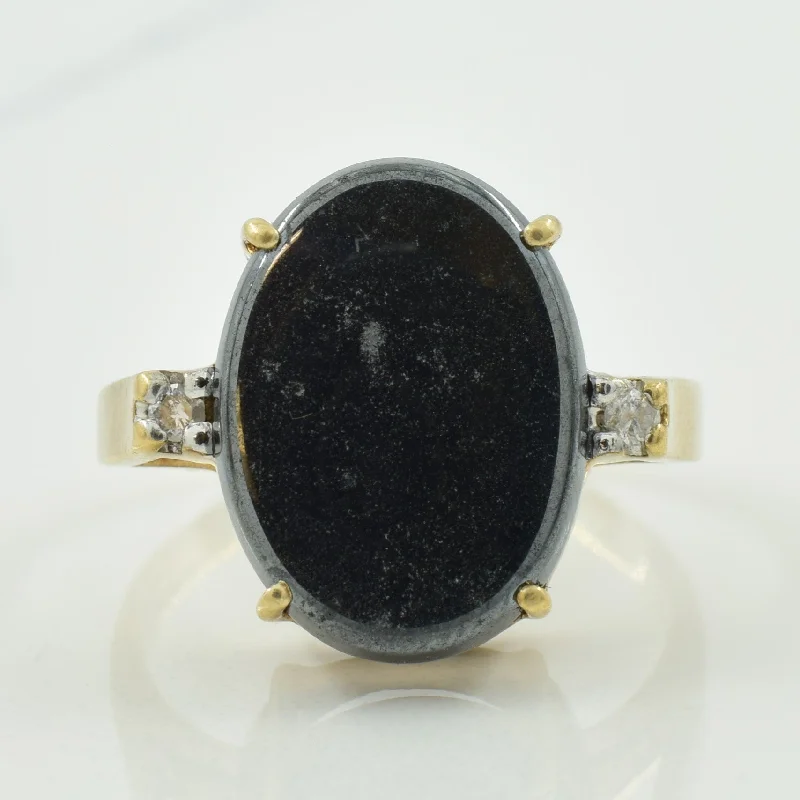 Hematite & Diamond Cocktail Ring | 7.60ct, 0.05ctw | SZ 8 |