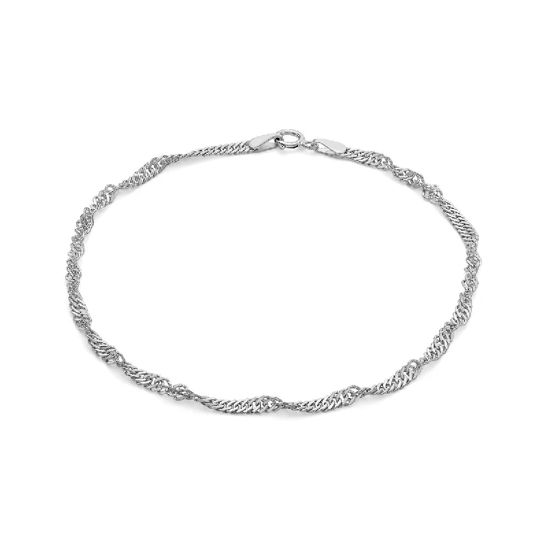 9K White Gold 45 Twist Curb Chain Bracelet/ 7.5"