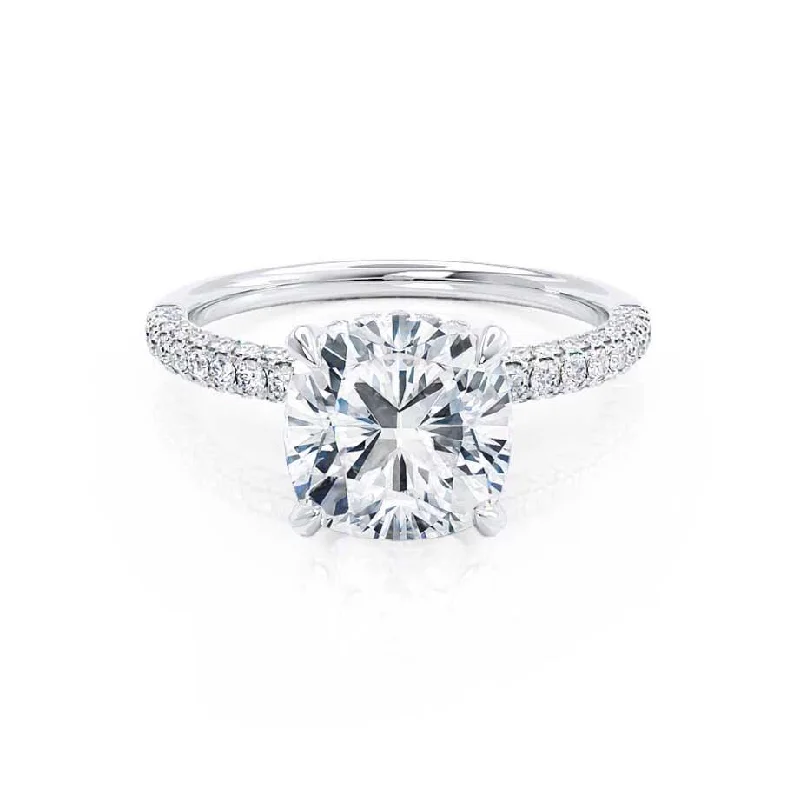 elegant diamond engagement rings -1.10 CT Cushion Shaped Moissanite Hidden Halo Style Engagement Ring