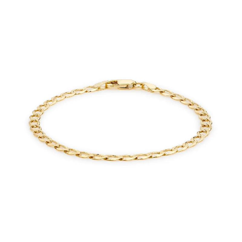 9K Yellow Gold 100 Flat Curb Chain Bracelet/ 7'