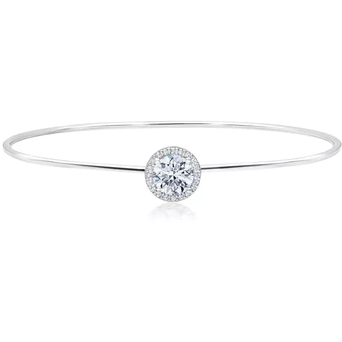 CRISLU Round Solitaire Bangle Finished in Pure Platinum