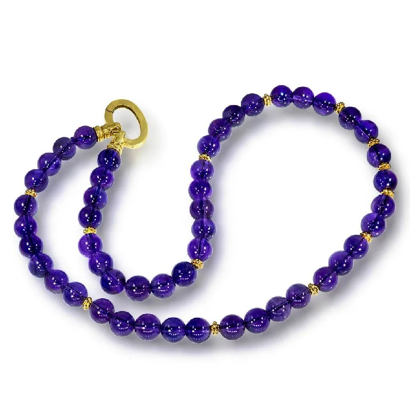 gold pendant necklaces for women -Gold Royal Amethyst Bead Necklace