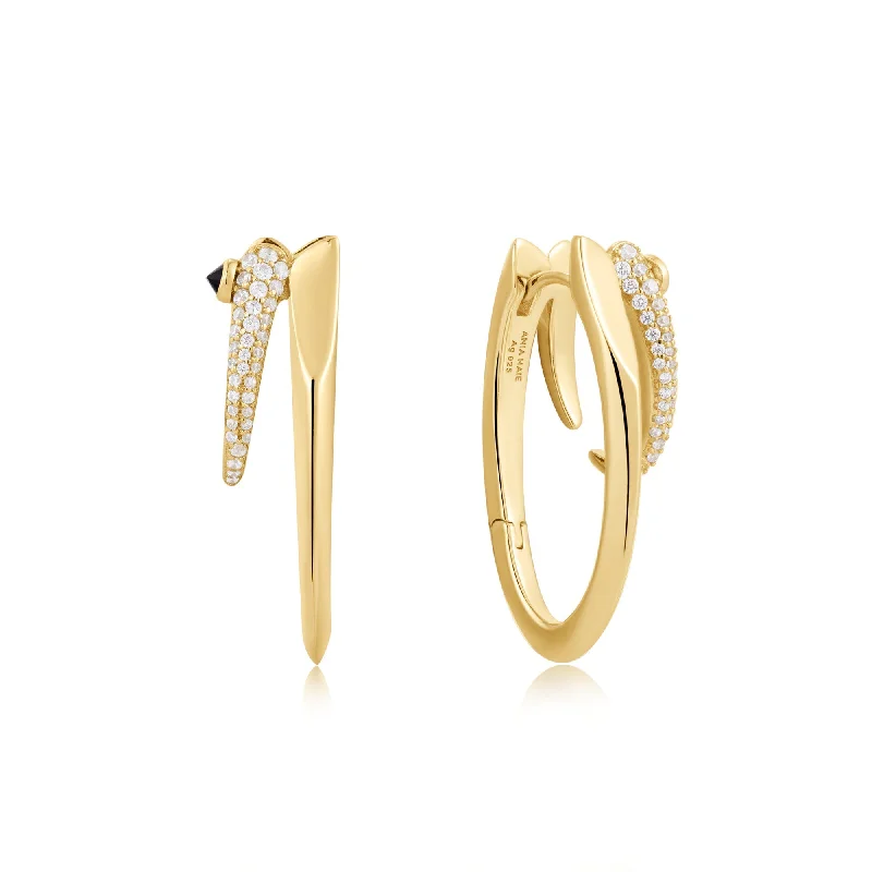 diamond earrings for women -Gold Sparkle Double Hoop Earrings