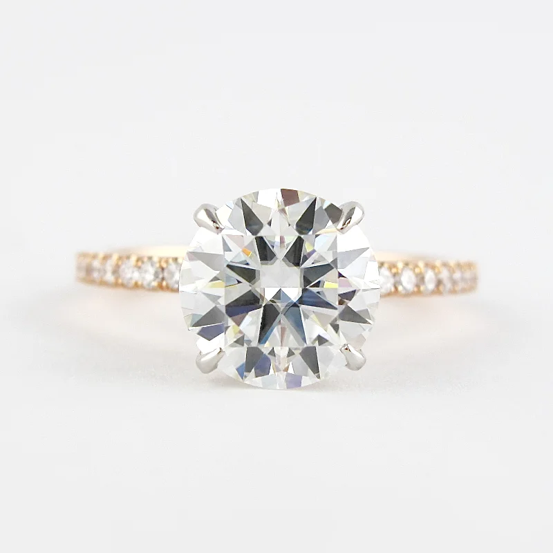 high-end engagement rings -1.5 CT Round Cut Hidden Halo Prong Moissanite Engagement Ring