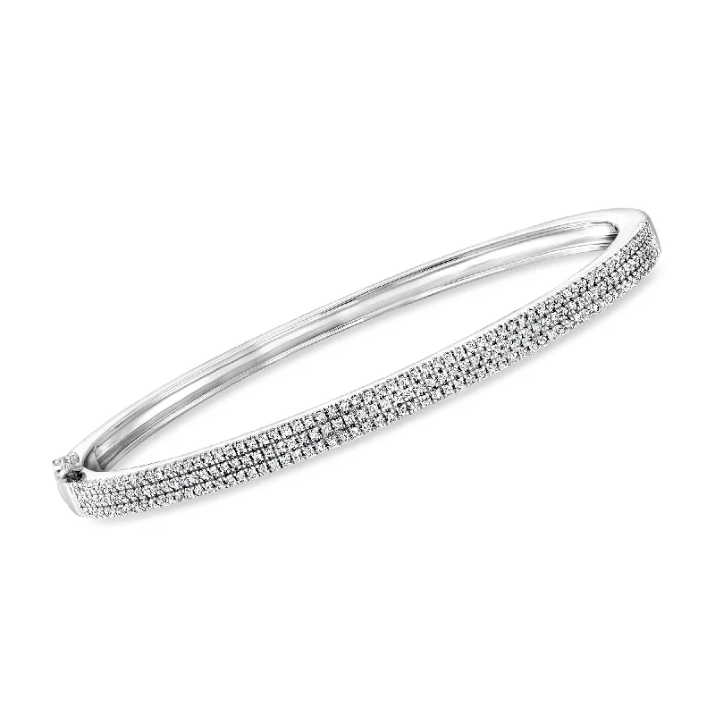 Ross-Simons Pave Diamond Bangle Bracelet in Sterling Silver