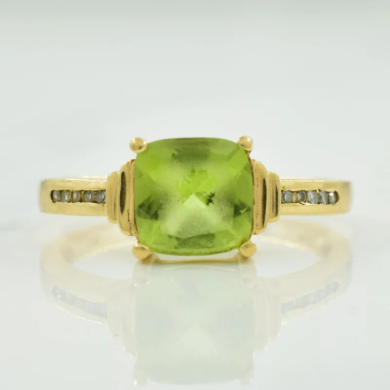 Peridot & Diamond Cocktail Ring | 1.30ct, 0.05ctw | SZ 7 |