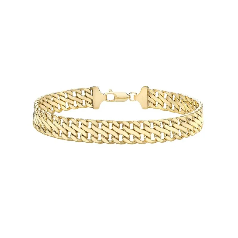 9K Yellow Gold 9mm Double-Curb Chain Bracelet /7.5"