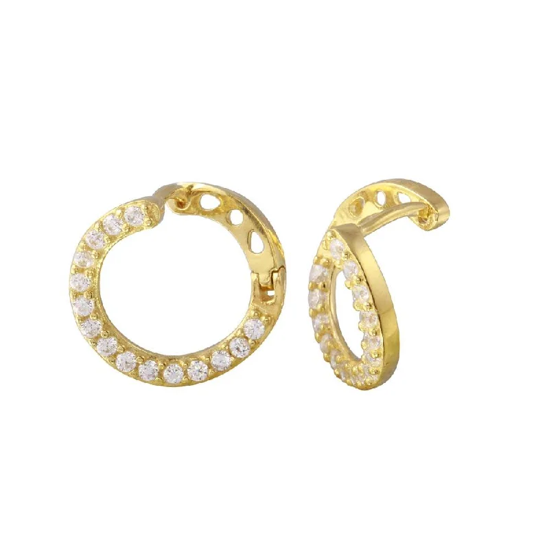 artistic earrings for women -Gold Plated 925 Sterling Silver CZ Twisted Hoop Earrings - GME00019