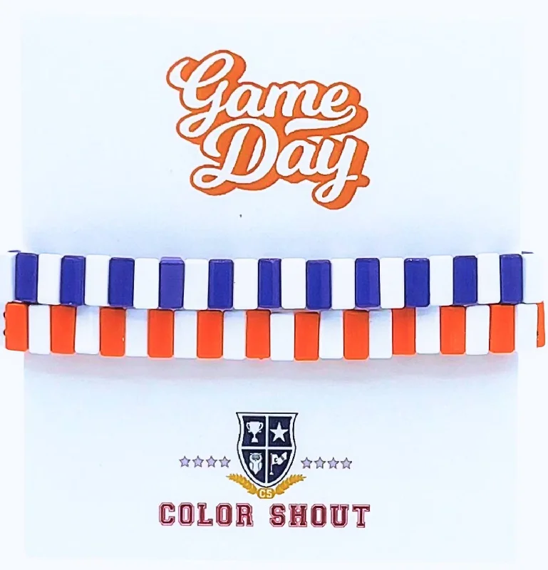 Unisex - Game Day: Team Colors Enamel Tile Double Stack Bracelet In Royal Blue/orange