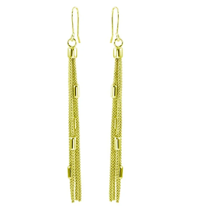 wedding earrings for women -Gold Plated 925 Sterling Silver Tassel Earrings - ARE00011GP