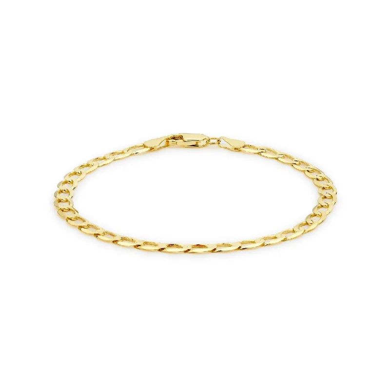 9K Yellow Gold Diamond Cut Flat Curb Bracelet /8"