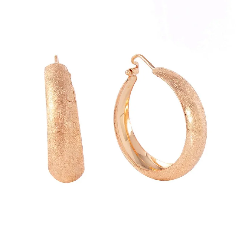 minimalistic earrings for women -Silver 925 Rose Gold Plated Hoop Earrings - ITE00079RGP