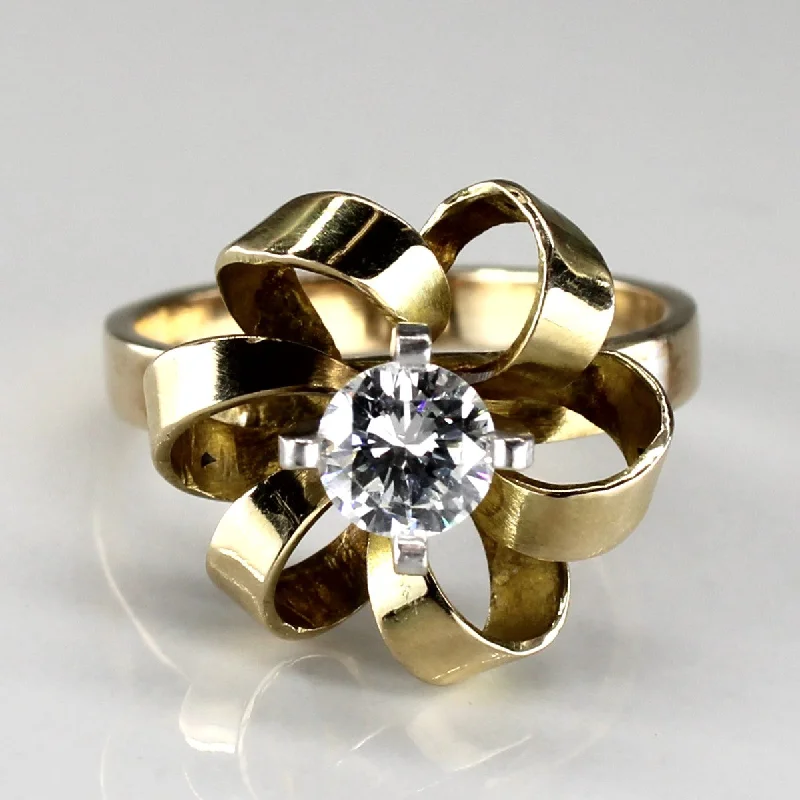 Solitaire Diamond Swirl Floral Ring | 0.46ct | SZ 5.5 |