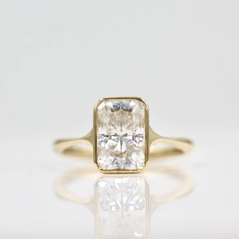 affordable custom engagement rings -2.0ct Radiant Cut Solitaire Moissanite Diamond Engagement Ring