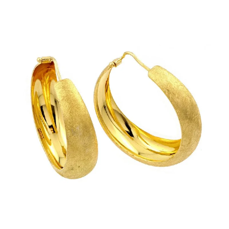 vintage earrings for women -Silver 925 Gold Plated Hoop Earrings - ITE00081GP