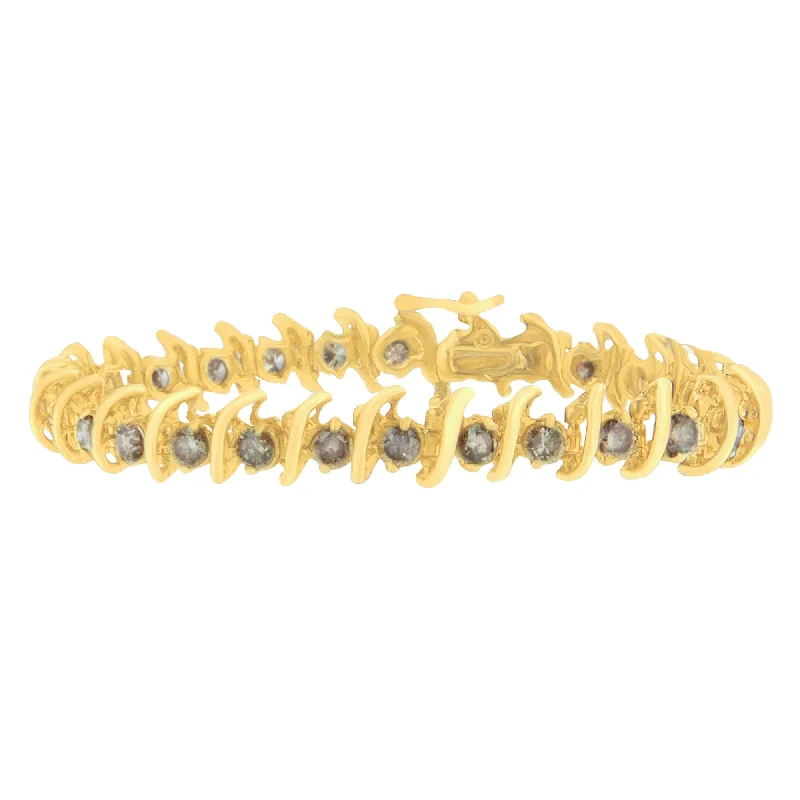 14K Yellow Gold Round-Cut Diamond 'S' Bracelet