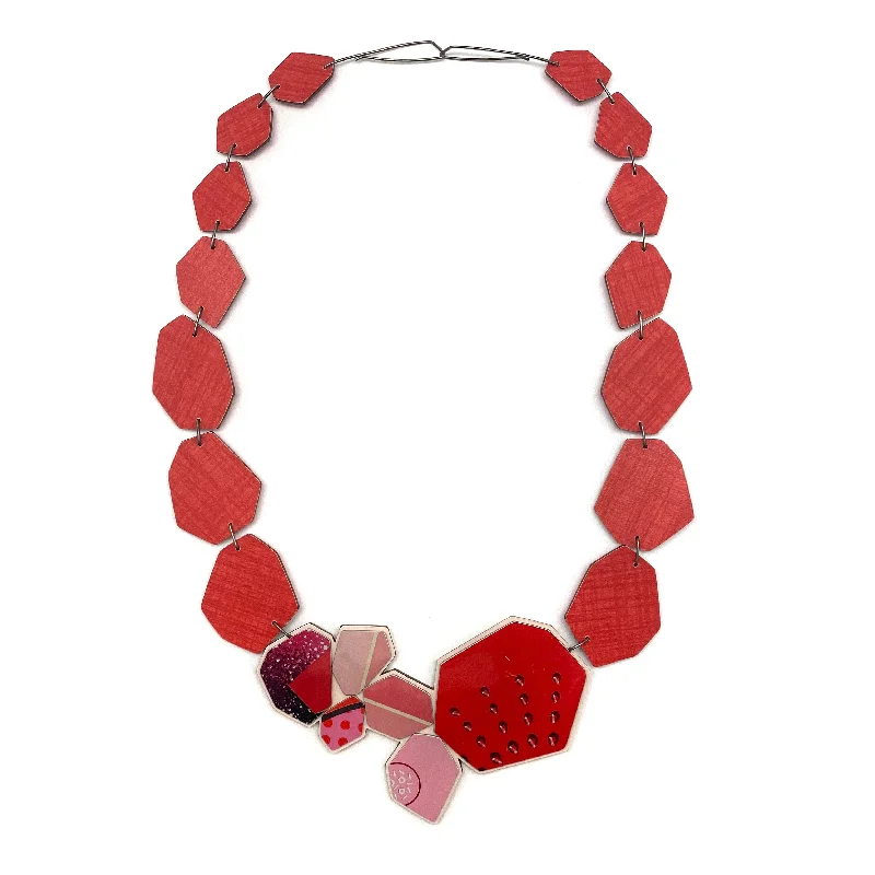 statement pendant necklaces for women -Red Geometric Necklace