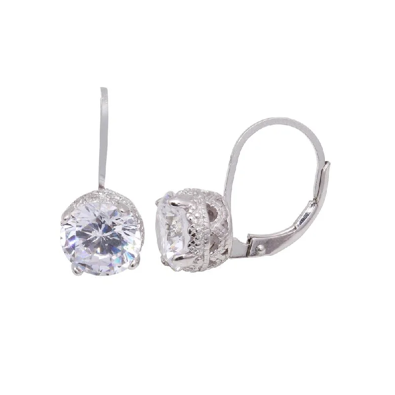 bohemian earrings for women -Silver 925 Rhodium Plated Round CZ Hoop Earrings - STE00578