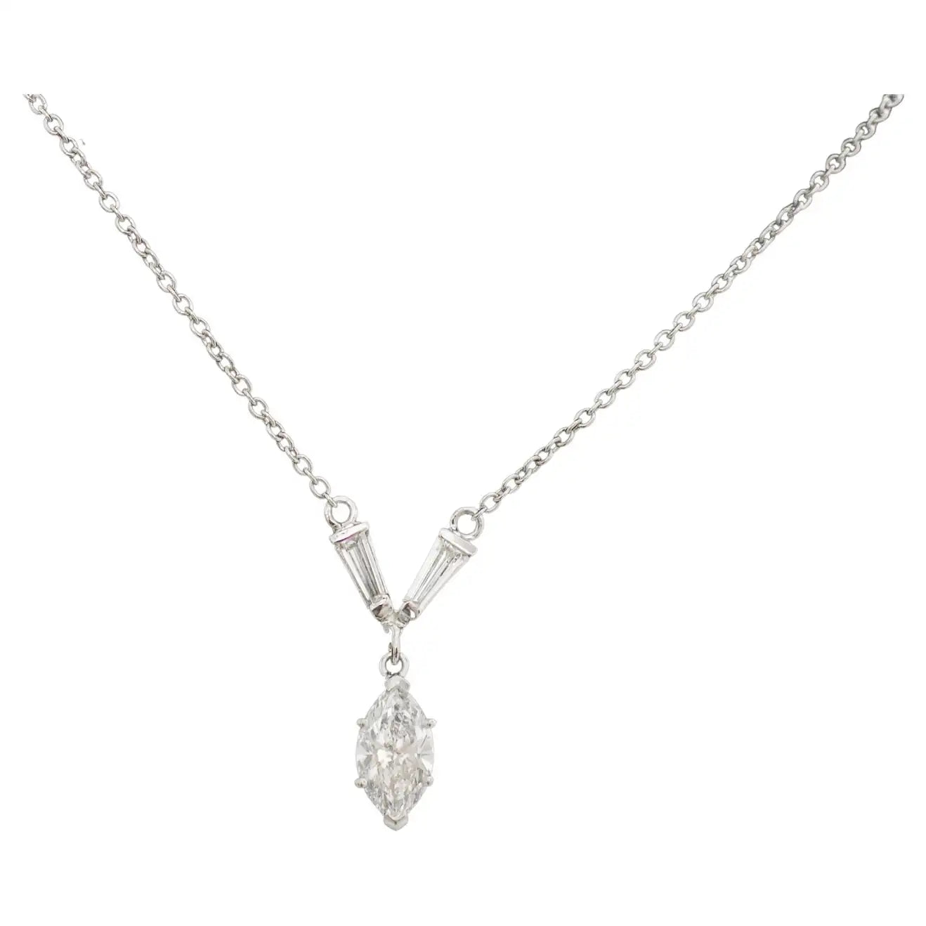 luxury pendant necklaces for women -Classic Marquise Diamond Drop Necklace in Platinum GIA E SI1