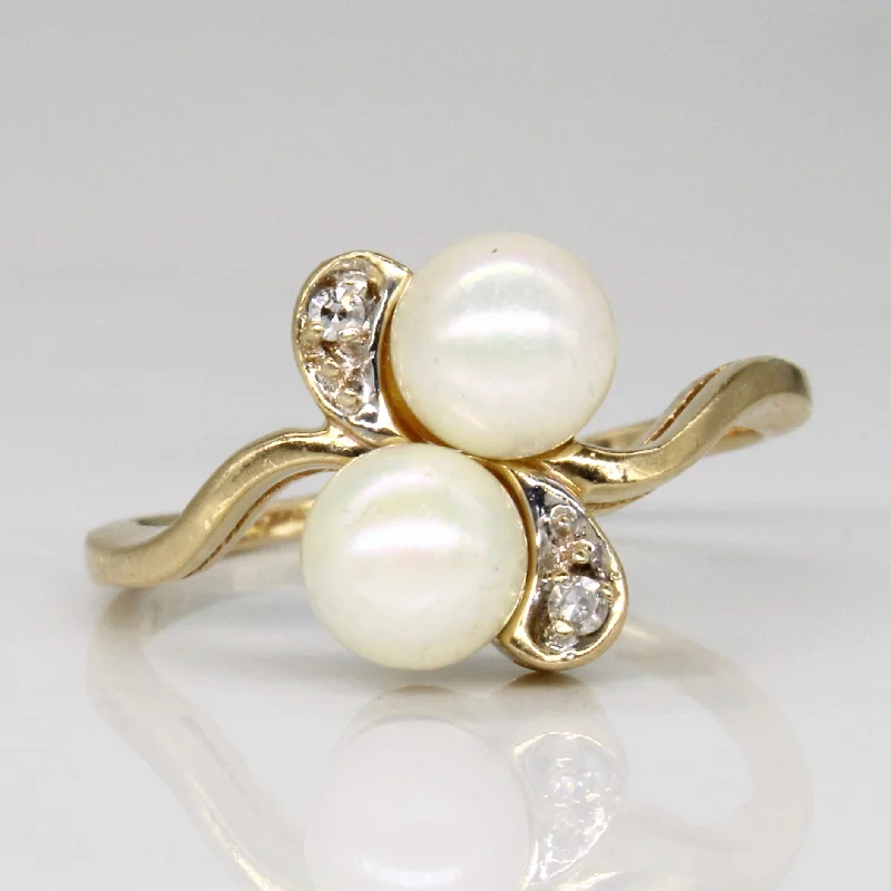 Pearl & Diamond Waterfall Ring | 0.02ctw | SZ 6.75 |