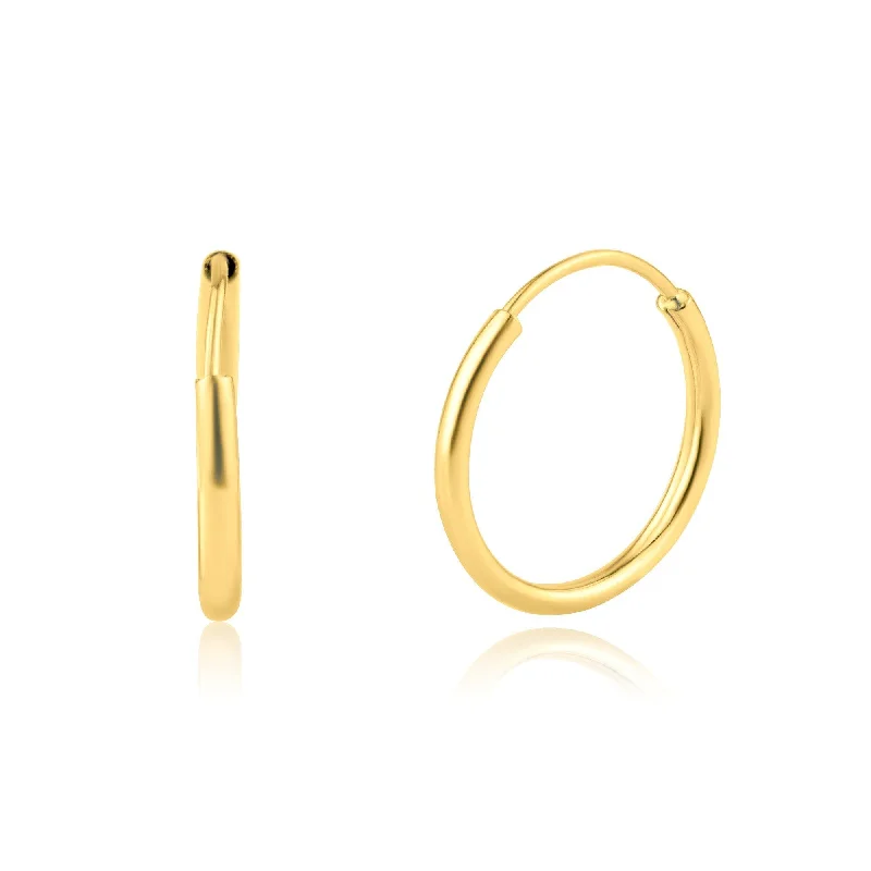 affordable diamond earrings for women -14E00222. - 14 Karat Yellow Gold Huggie Hoop Earring