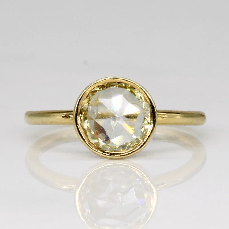 vintage diamond engagement rings -Antique Rose Cut Diamond Engagement Ring | 0.60ct Light Yellow VS2 | SZ 5.75 |