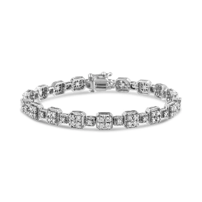 10K Gold 2.0 Cttw Diamond Square Link Bracelet