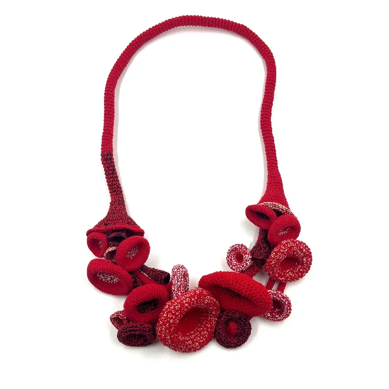 pearl pendant necklaces for women -Jin Yuri - Dark Red Cotton Coral Necklace