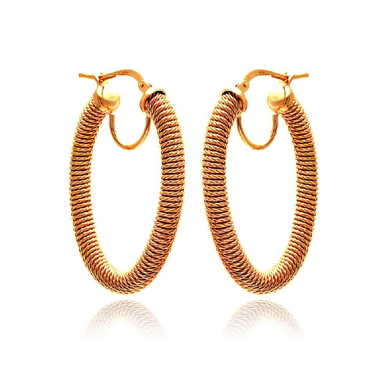 geometric earrings for women -Clearance-Silver 925 Rose Gold Plated Hoop Earrings - ITE00044RGP