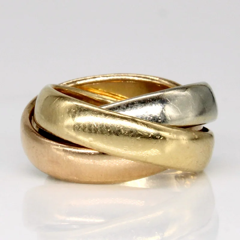 18k Tri Tone Gold Interlocked Rings | SZ 2|