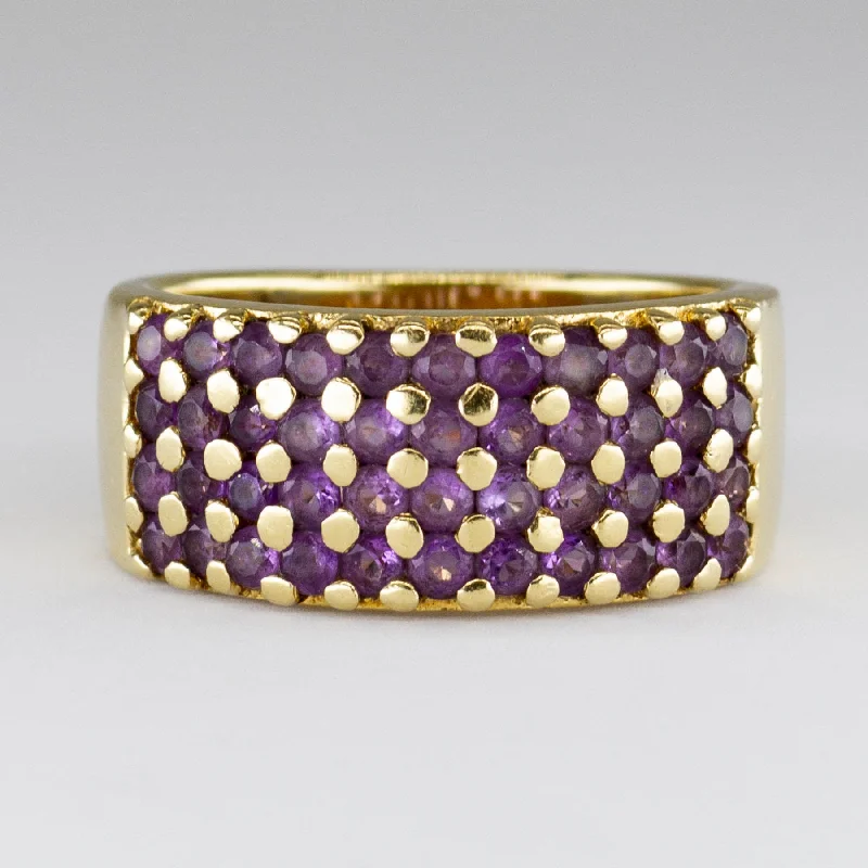 Amethyst Layered Pave 18k Ring | 0.96ctw  | SZ 6.75 |