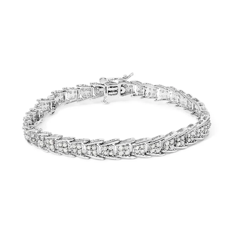 10k White Gold 2 cttw Diamond Fan-Shaped Link Tennis Bracelet