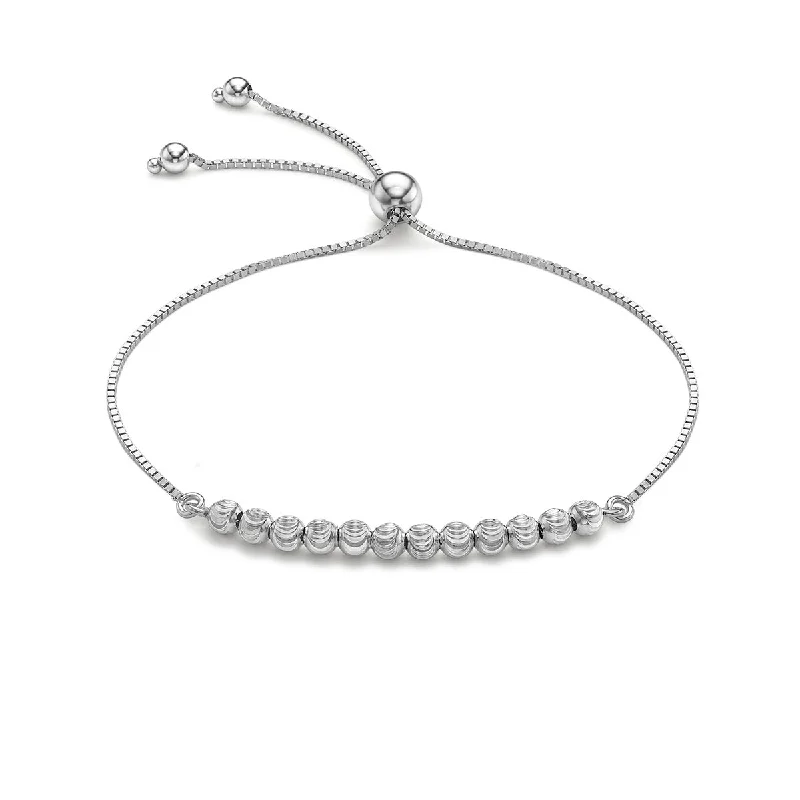 9K White Gold Ball + Chain Bracelet