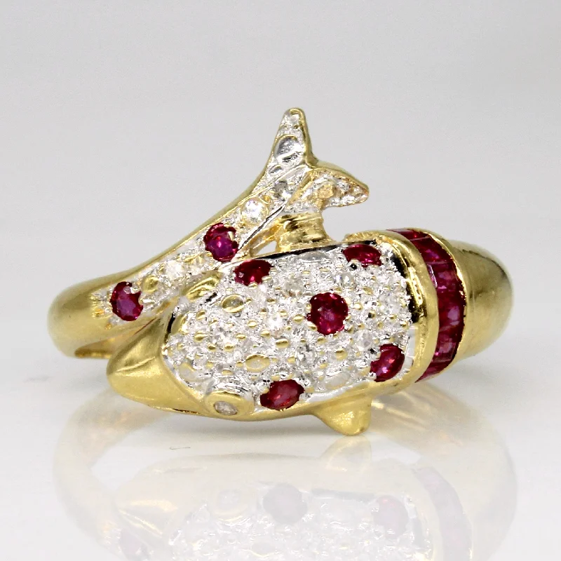 Ruby & Diamond Dolphin Ring | 0.41ctw, 0.06ctw | SZ 7.5 |