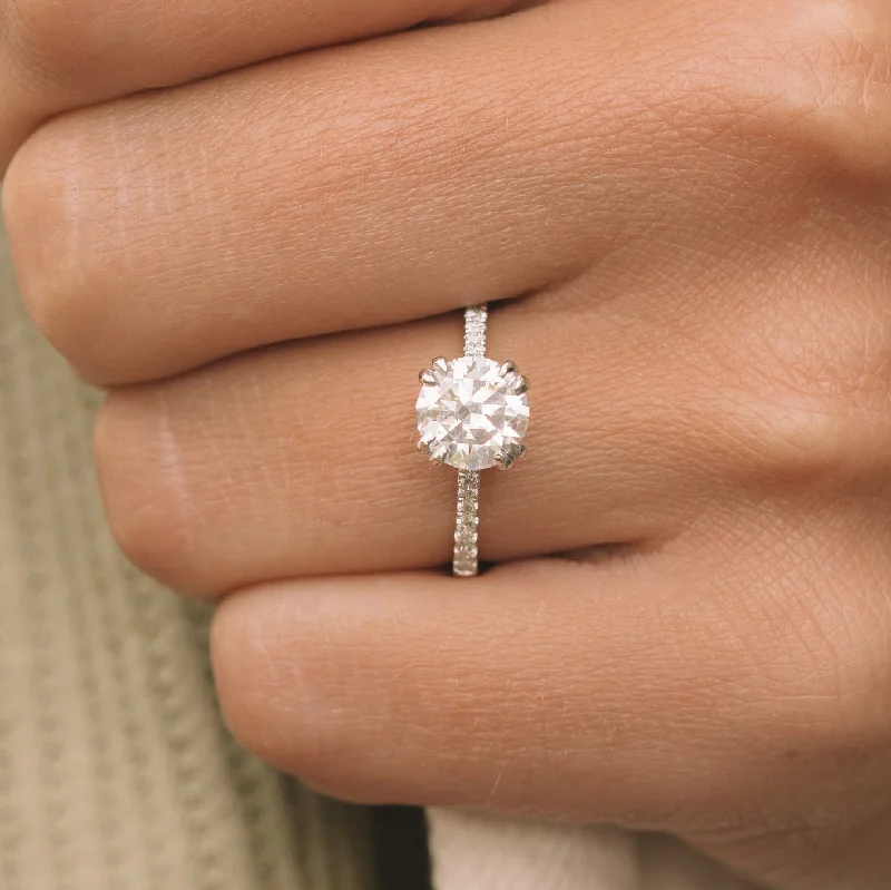 affordable custom engagement rings -1.25 ct Round cut Hidden Halo Moissanite Engagement Ring