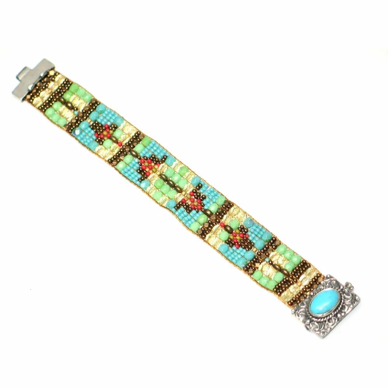 Chili Rose Green & Aqua Blue Lydia  Bracelet