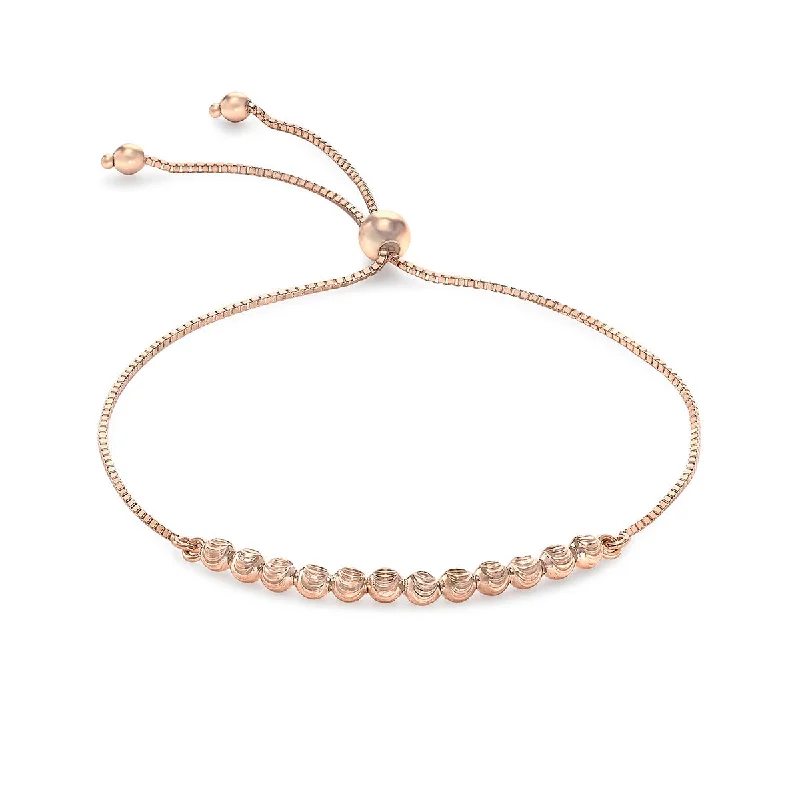 9K Rose Gold Ball + Chain Bracelet