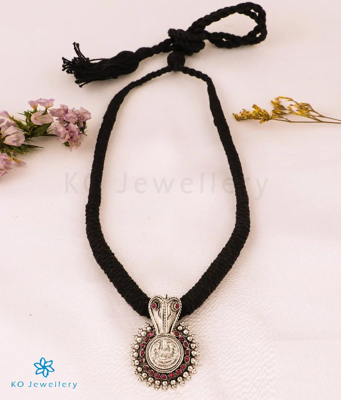 gold necklaces for women -The Vijeta Silver Kodava Thread Necklace (Oxidised)