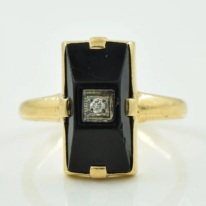 Black Onyx & Diamond Ring | 1.75ct, 0.01ct | SZ 4 |