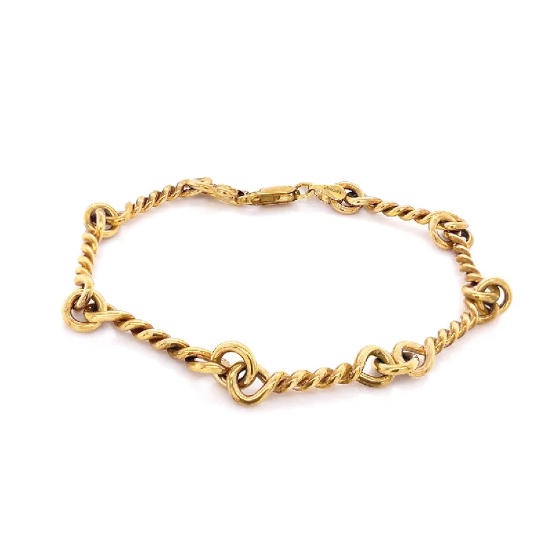 9K Yellow Gold Fancy Twist Link Bracelet 7.5"