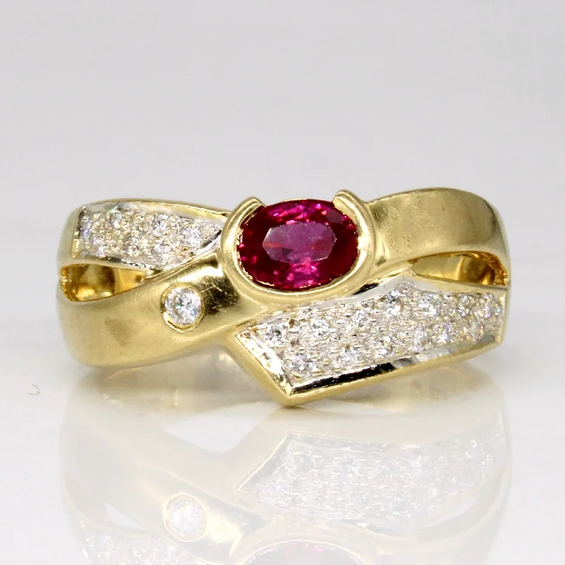 Ruby & Diamond Cocktail Ring | 0.55ct, 0.12ctw | SZ 7.25 |