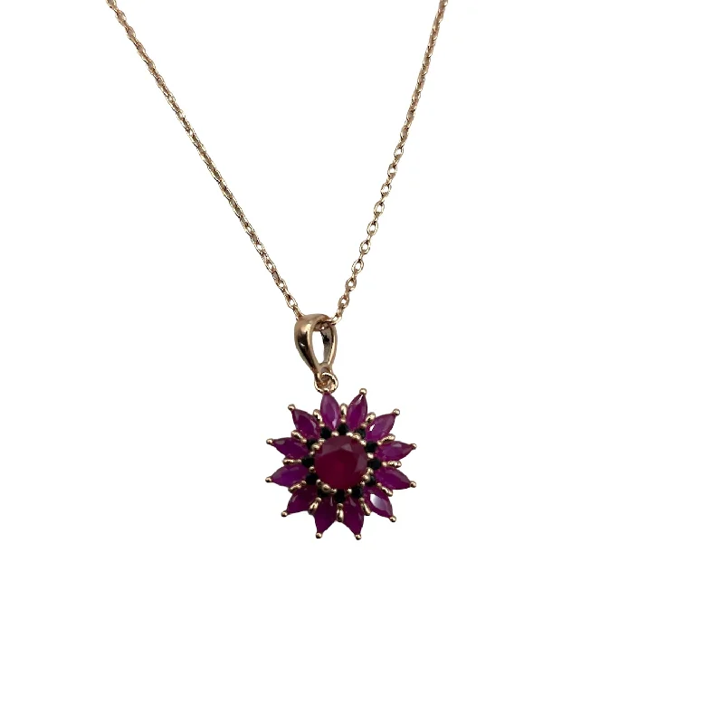 high-end necklaces for women -Ruby flower necklace