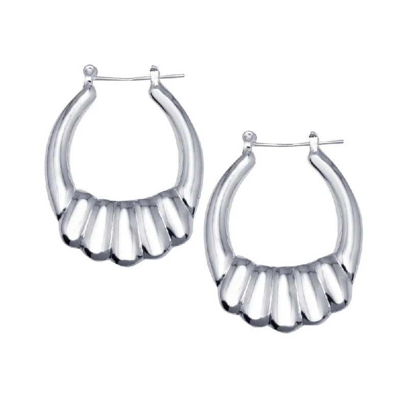 trendy earrings for women -High Polished 925 Sterling Silver Hollow Shrimp Hoop Earrings - HP09